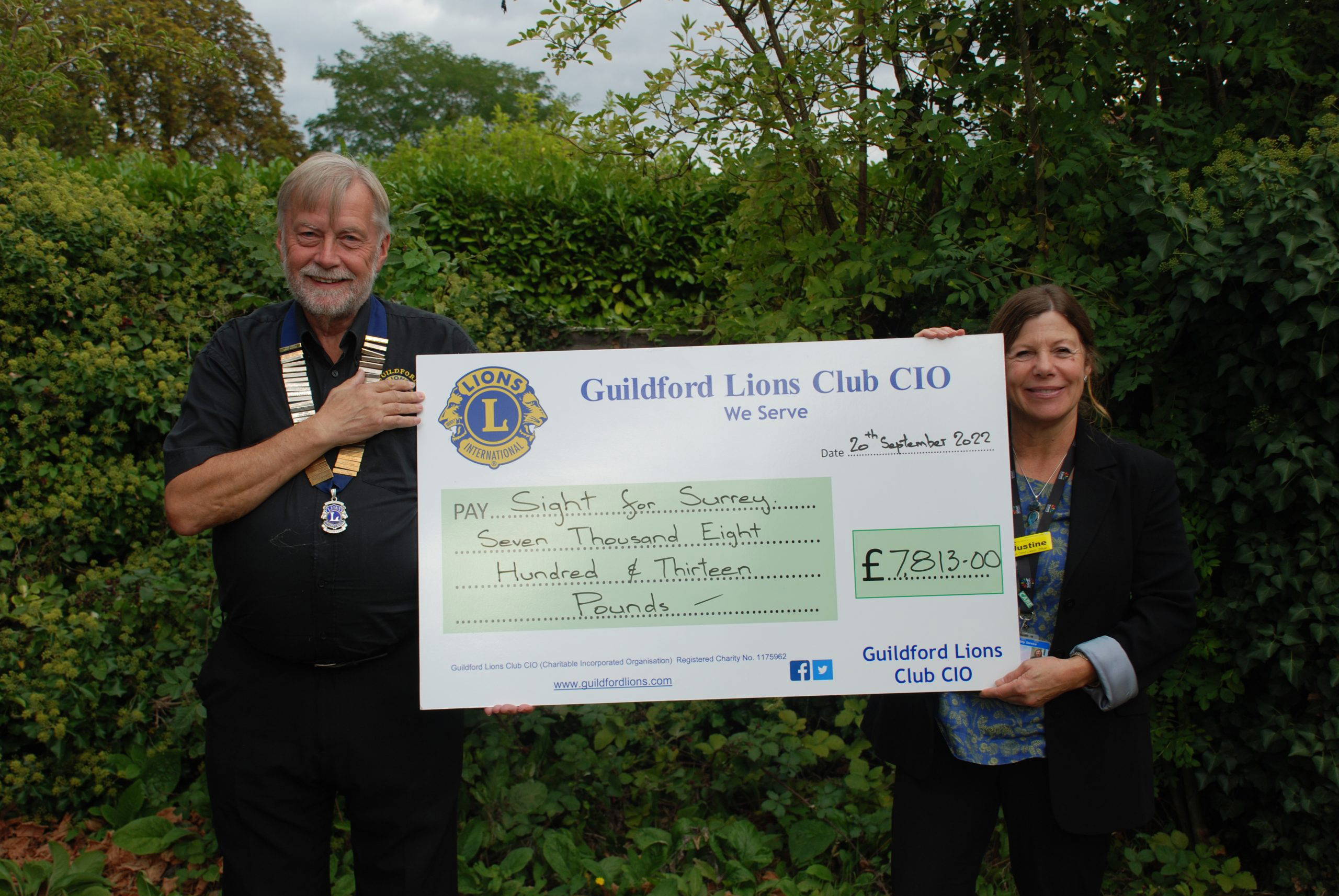 Sight for Surrey cheque presentation for MITP